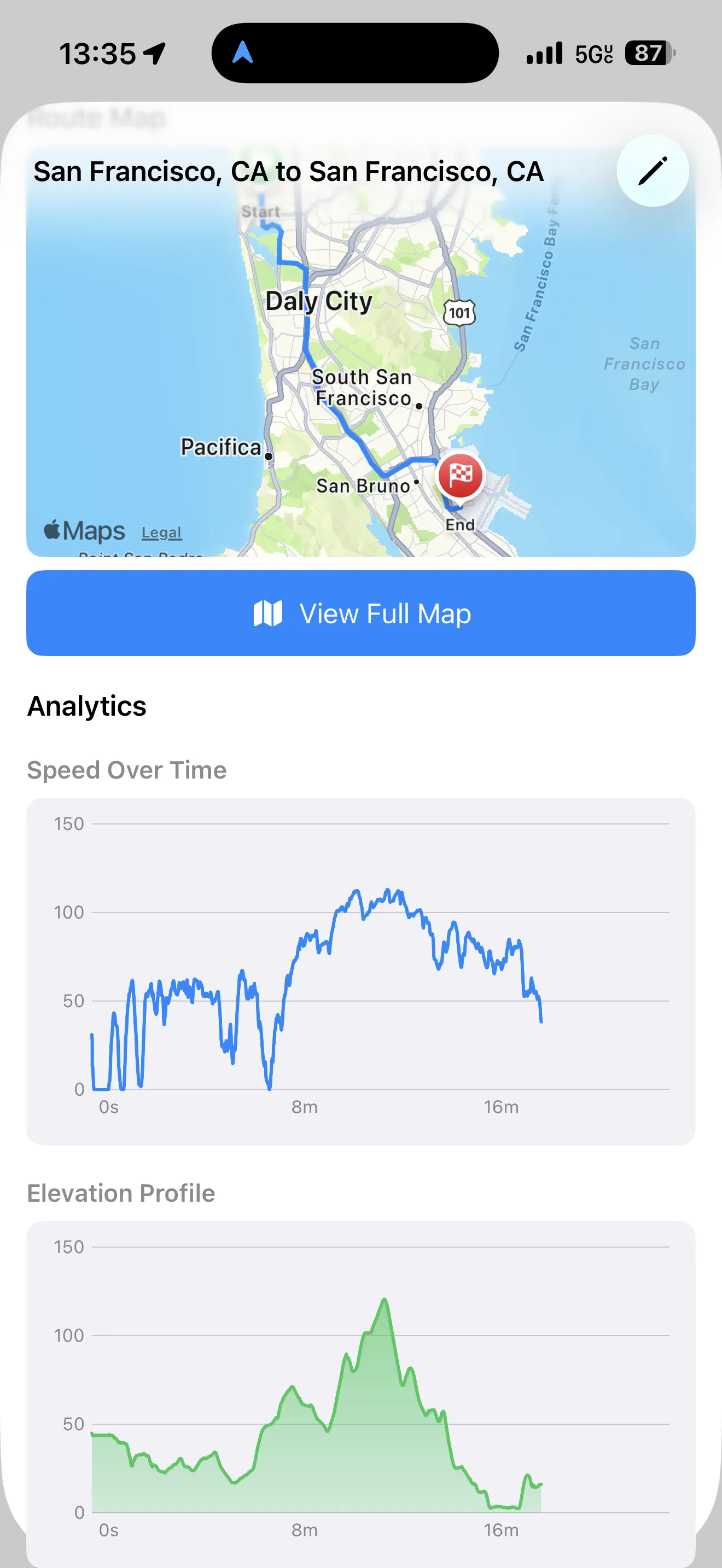 Tripsta route map screen